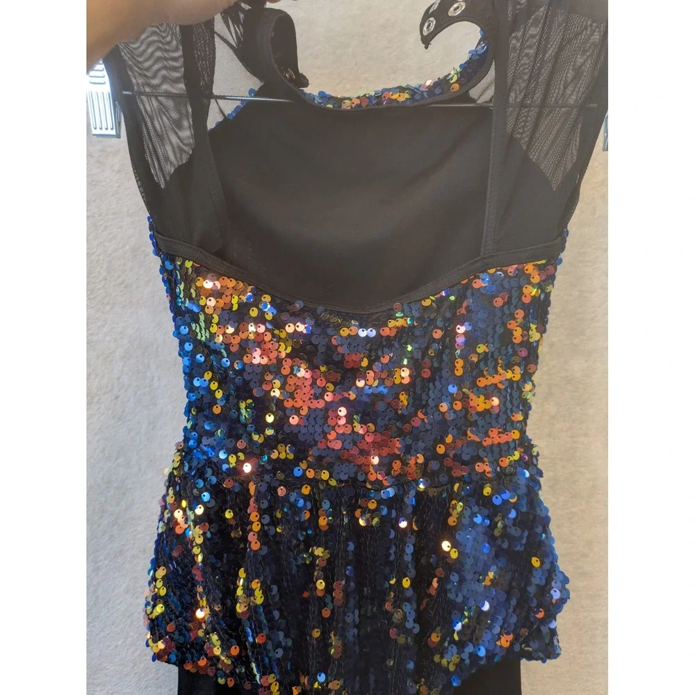 Weissman Sequin Peplum Unitard Girl's Size MC Rainbow Sparkle Dance Costume